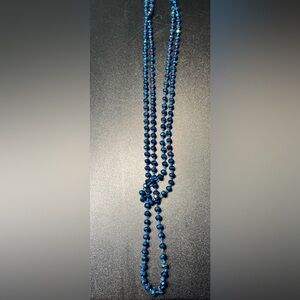 Cobalt Blue Vintage Aurora Borealis Faceted Glass Hand Knotted Total 64"